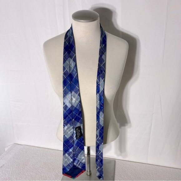 Vintage Gold City Blue Plaid With Teddy Bear Tie - Picture 2 of 10